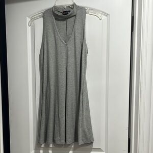 Poof! Heather Gray Ribbed Tank Dress